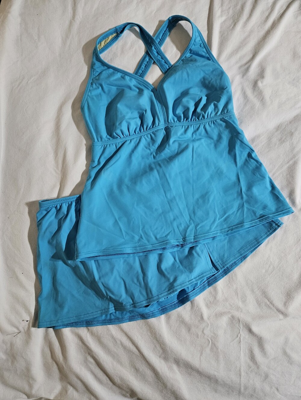 Land's End Women’s Turquoise Tankini (6D) Swim Top and Skirt (6) Set